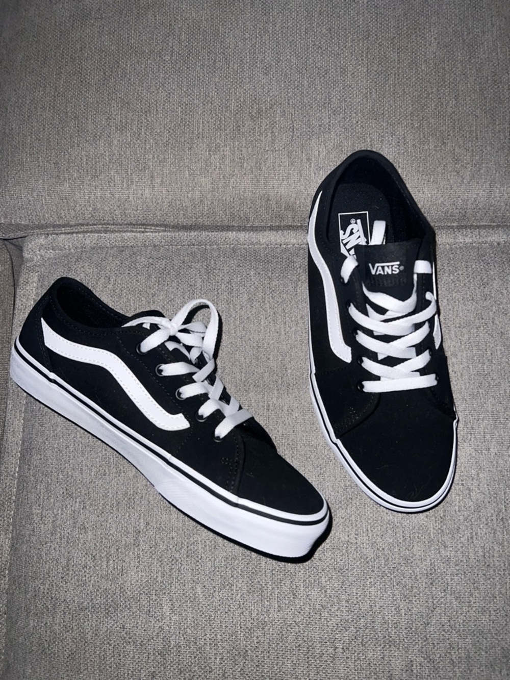 Vans Black and White Low-Top Skate Sneakers